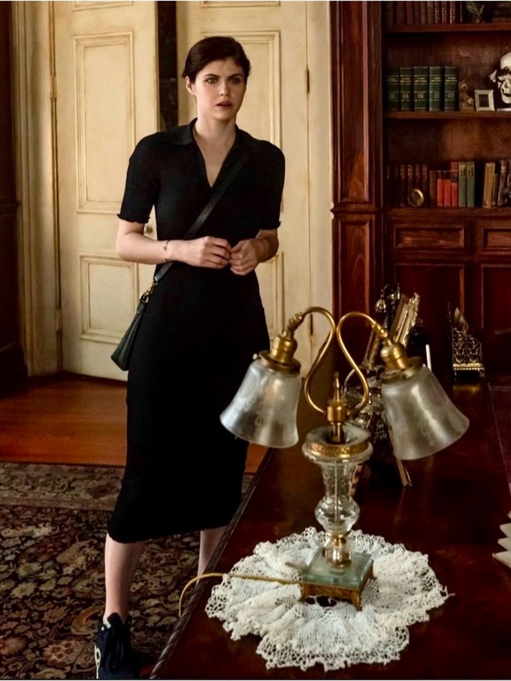 Good American Black Ribbed Polo Midi Dress Size 2/M ASO Mayfair Witches - Picture 7 of 8